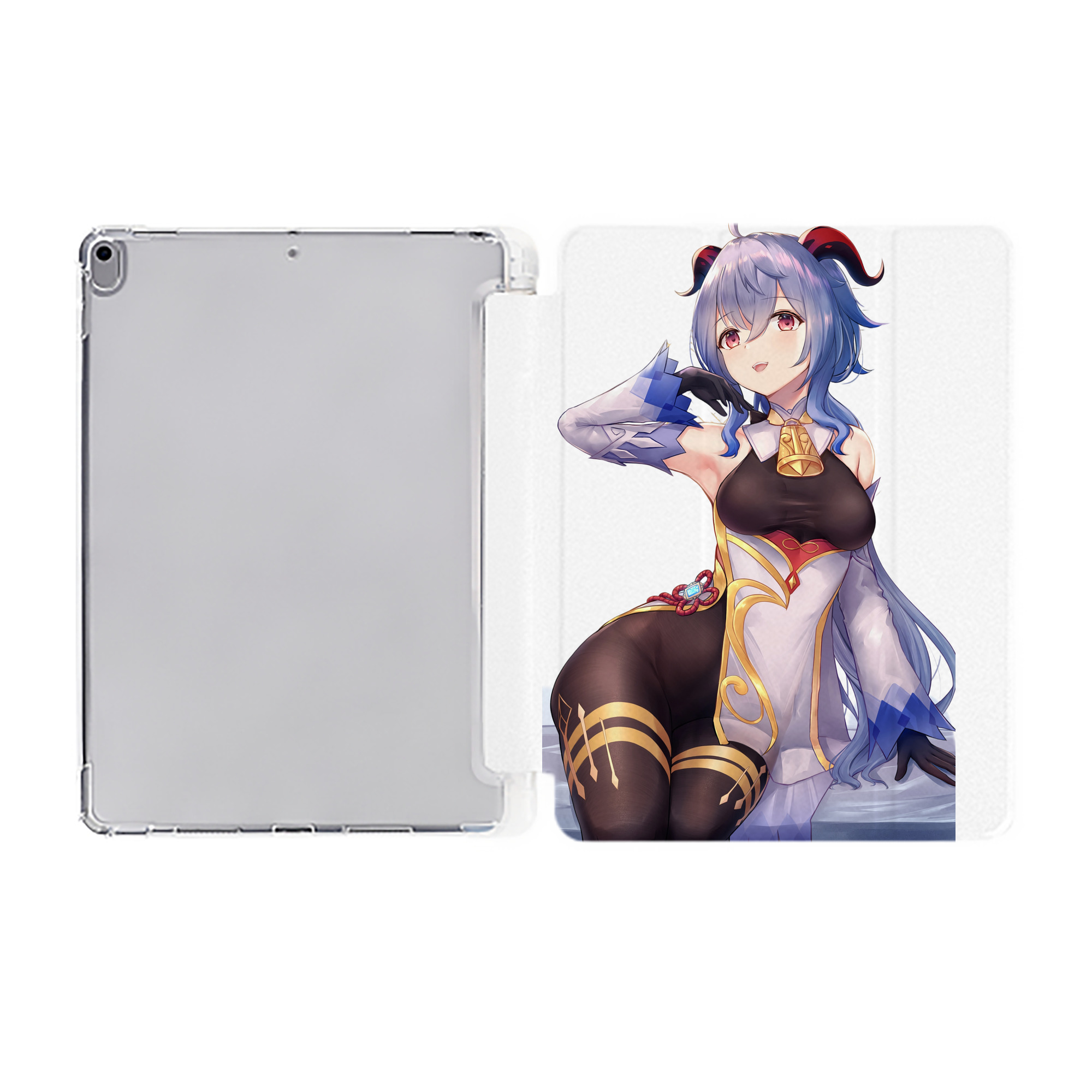 げんし神 甘雨 かんう genshin Ganyu IPad ケース ペン収納付き 三つ折りスタンド PUレザー×シリコン 対応機種9.5/10.5/10.9インチ